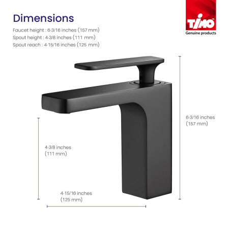 Смеситель для раковины Timo Torne черный 4361/03F